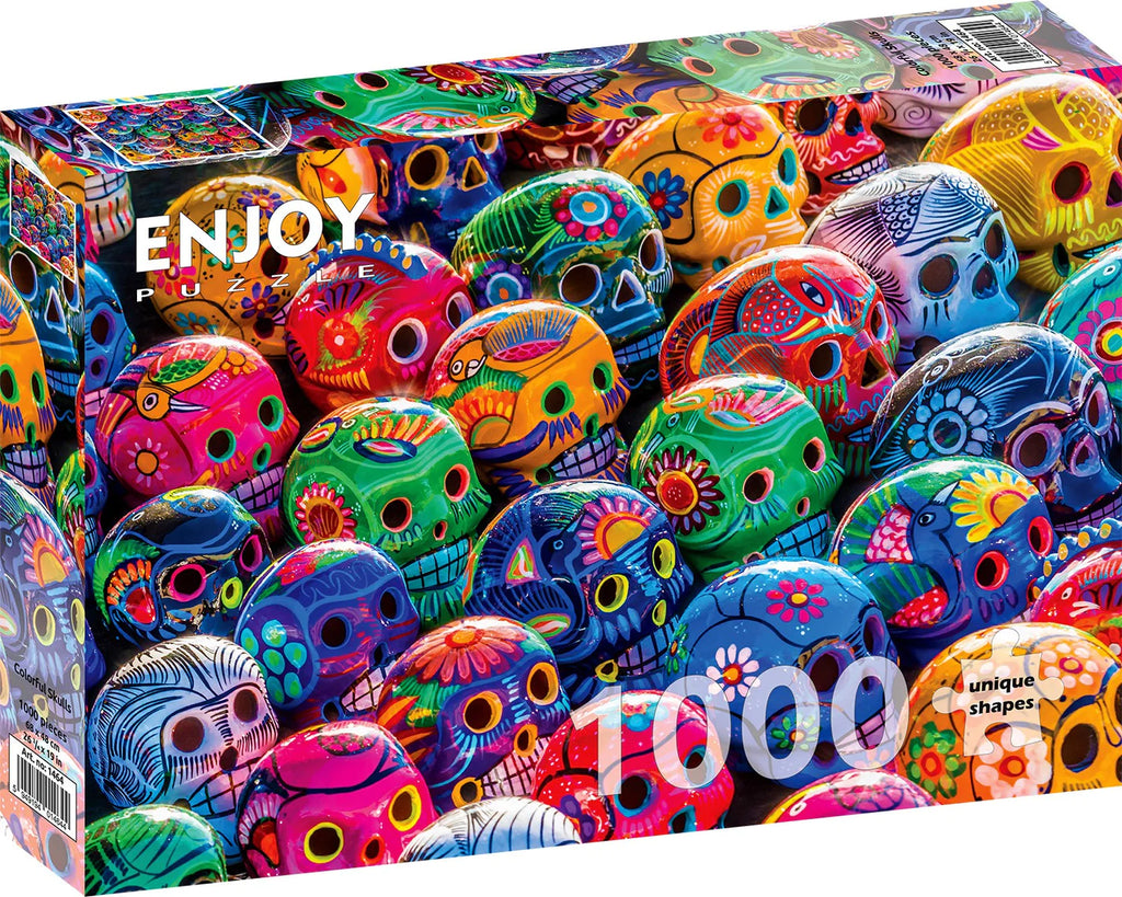 Enjoy 1000 Piece Puzzle Colorful Skulls