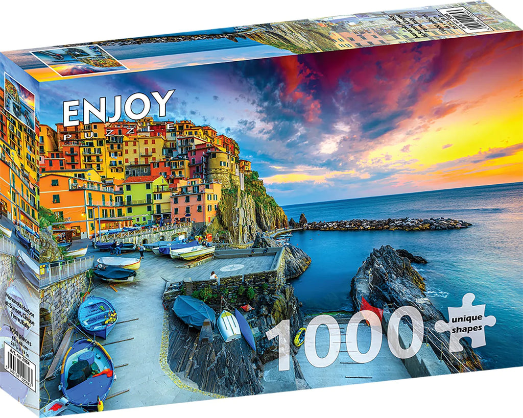 Enjoy 1000 Piece Puzzle Manarola Harbor at Sunset, Cinque Terre, Italy (2084)
