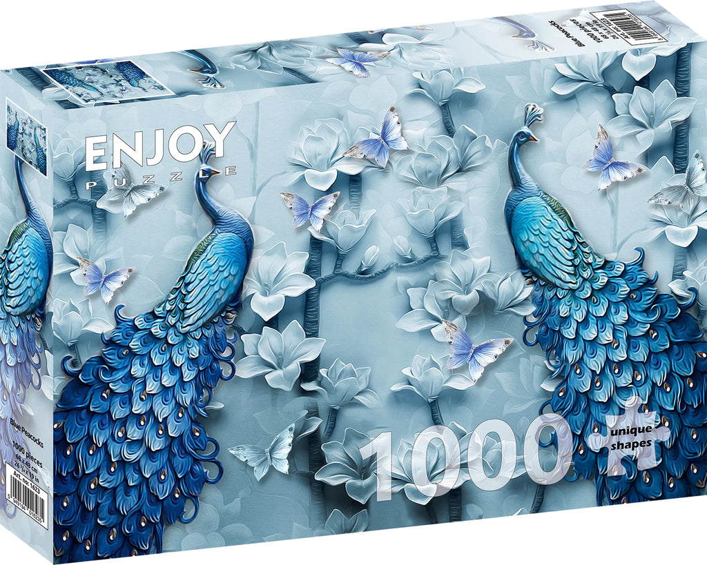 Enjoy 1000 Piece Puzzle Blue Peacocks
