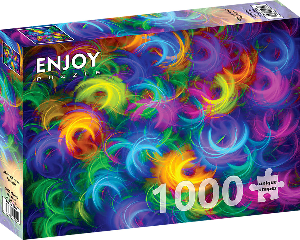 Enjoy 1000 Piece Puzzle Abstract Neon Feathers