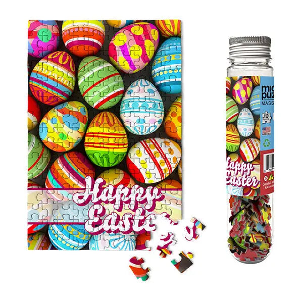 Micro Puzzles Happy Easter - Vibrant Eggs Mini Jigsaw Puzzle Basket | MindConnect Australia