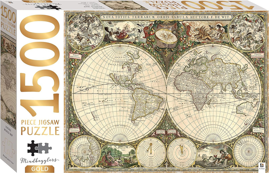 Mindbogglers Jigsaw Puzzle 1500 Piece - Gold Vintage World Map