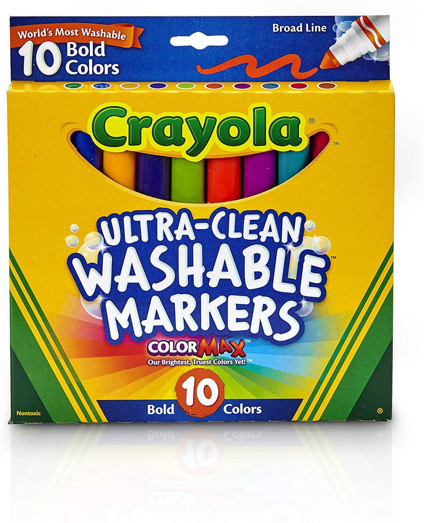 Crayola 10 Ultra Clean Washable Broad Line Markers Bold Colors