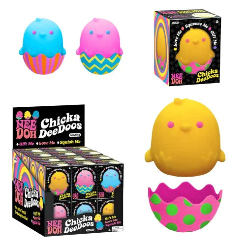 Schylling NeeDoh Chicka DeeDoos – Set Da 3 Pupazzetti Antistress A Forma Di Pulcino In Guscio D’Uovo, Giocattolo Sensoriale