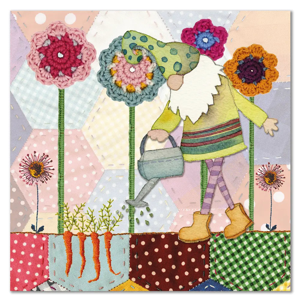 Greeting Card - Gardening Gnome