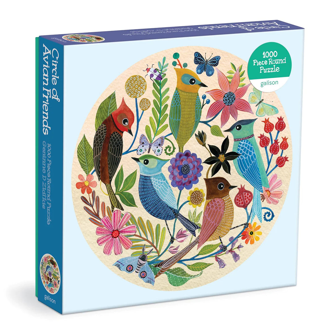 Galison Circle of Avian Friends 1000 Piece Round Puzzle