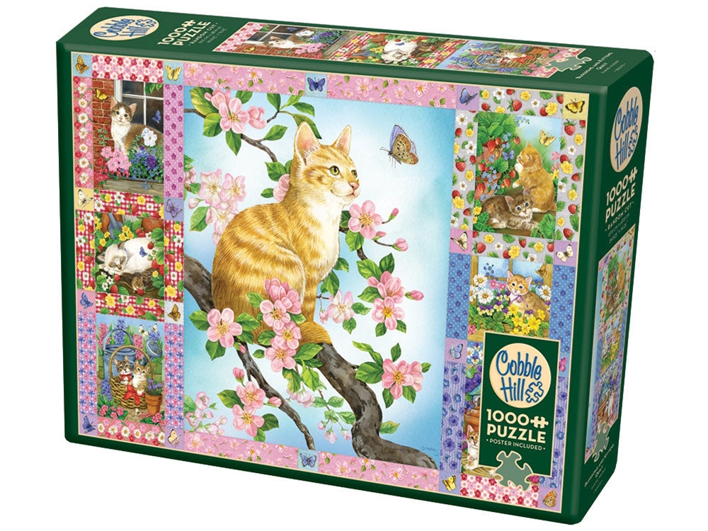 Cobble Hill 1000 Piece Jigsaw - Blossoms & Kittens Quilt
