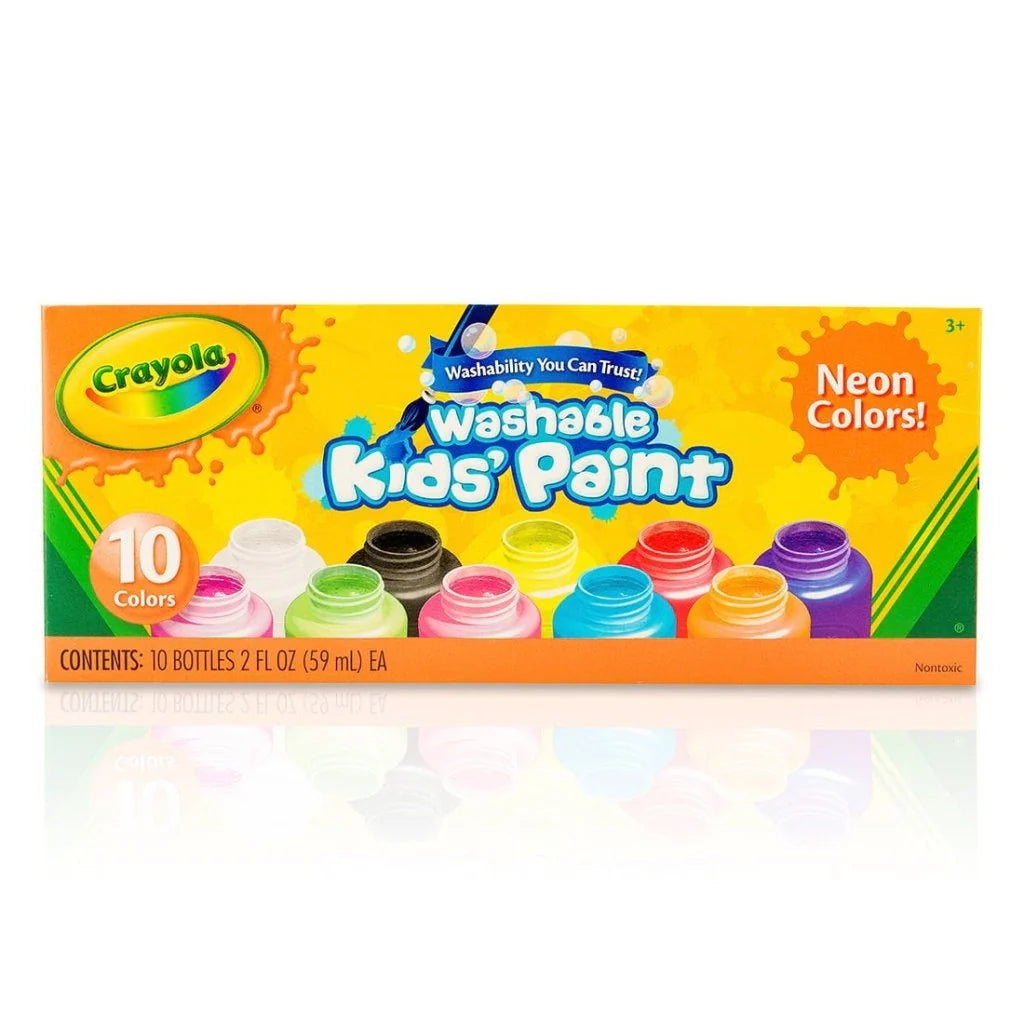 Crayola 10 Bottles Washable Kids Paint Neon Colors