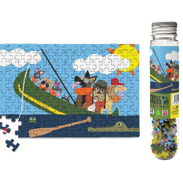Micro Puzzles Mini 150 piece Jigsaw Puzzle - Dogs in Canoe