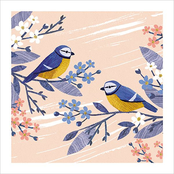 Greeting Card - Blue Birds On Branches