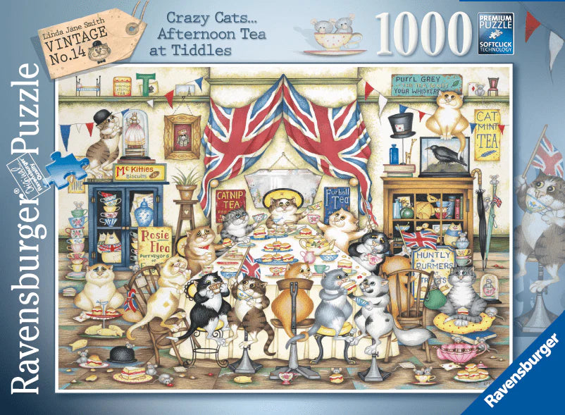 Ravensburger Jigsaw Puzzle 1000 Piece - CrazyCats Afternoon Tea Tiddles