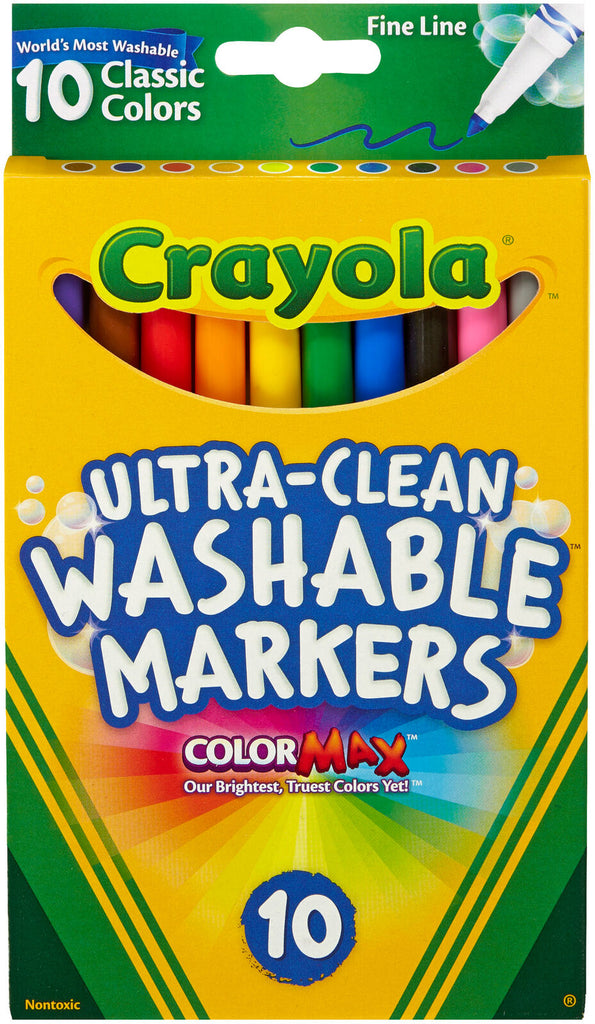 Crayola 10 Ultra Clean Washable Fine Line Markers Classic Colors