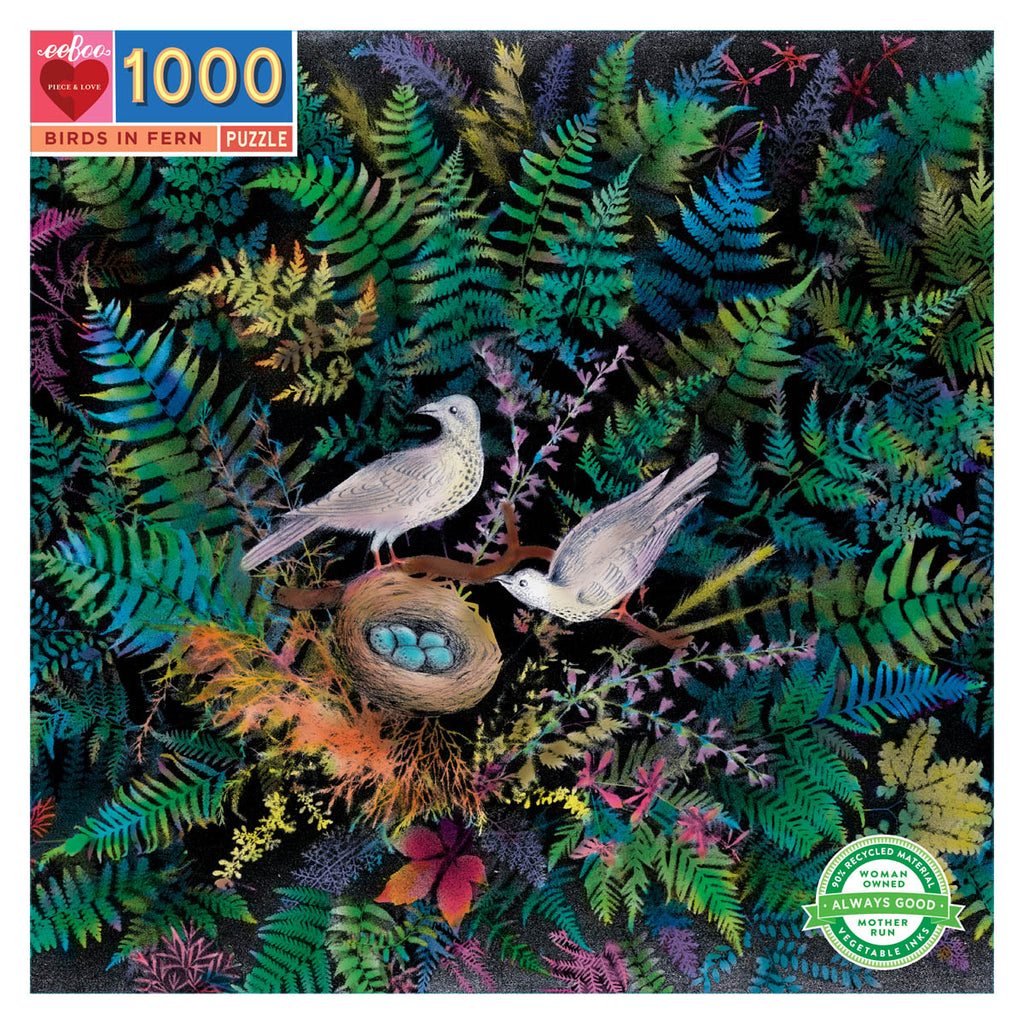 Eeboo Jigsaw Puzzle 1000 Piece - Birds In a Fern