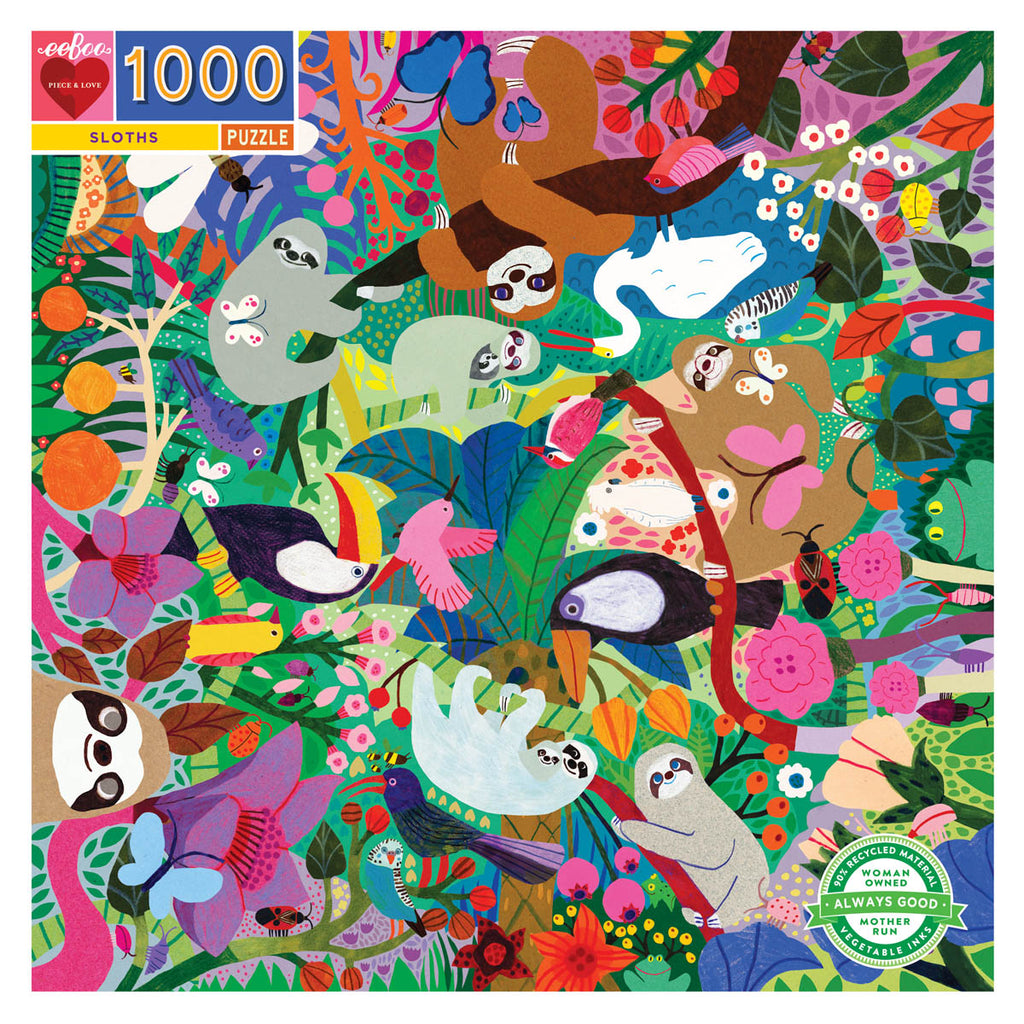 Eeboo 1000 Piece Jigsaw - Sloths