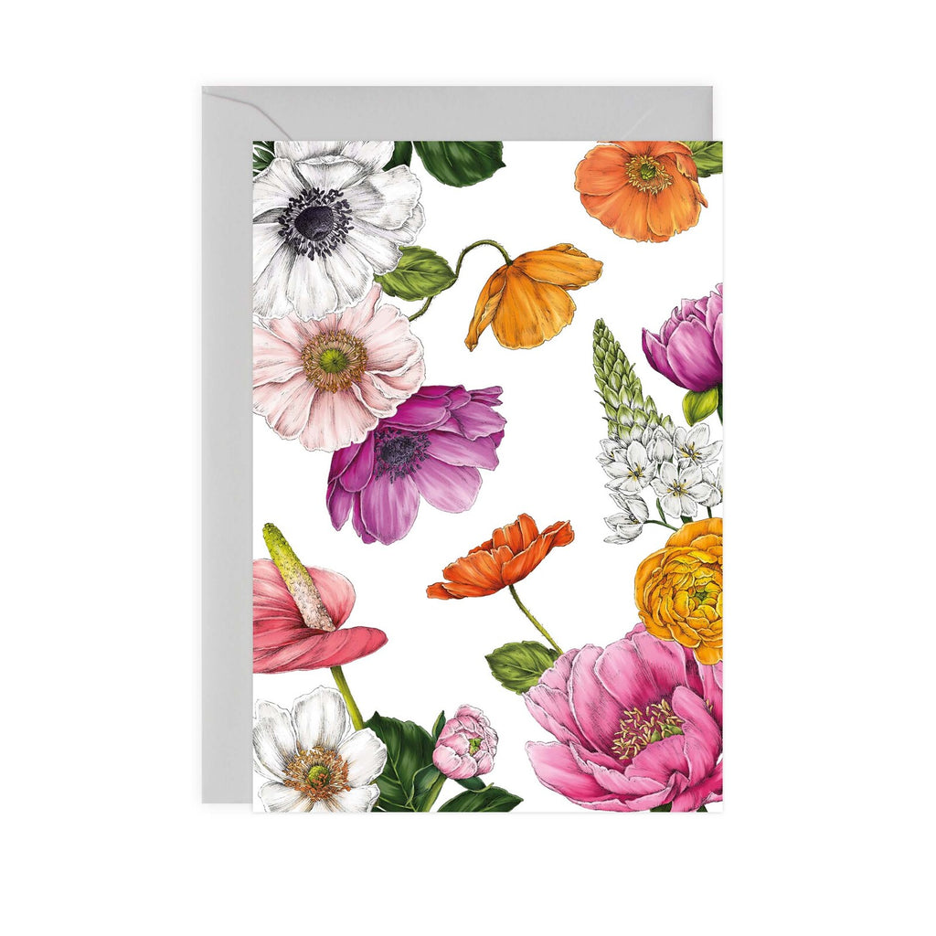 Greeting Card - Floral Brights White
