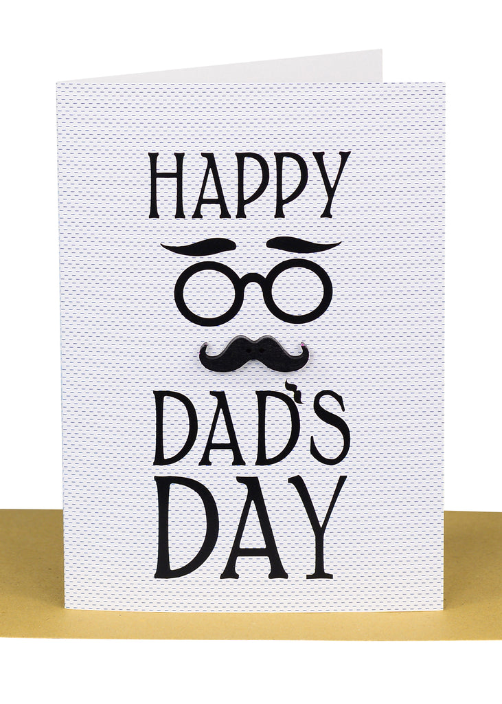 Greeting Card - Happy Dad's Day with Bronze Wooden Moustache