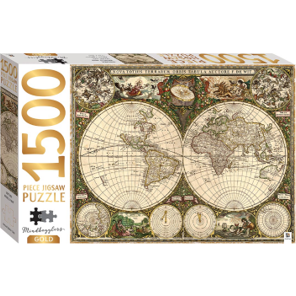 Mindbogglers Jigsaw Puzzle 1500 Piece - Gold Vintage World Map
