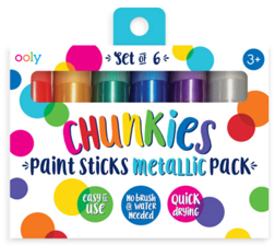 Chunky Metallic Paint Sticks - 6 Pack
