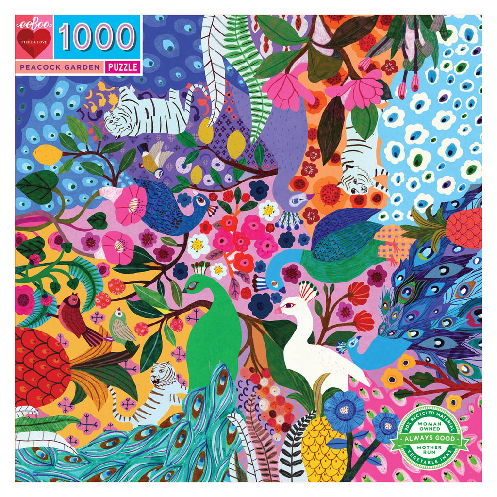 Eeboo Jigsaw Puzzle 1000 Piece - Peacock Garden