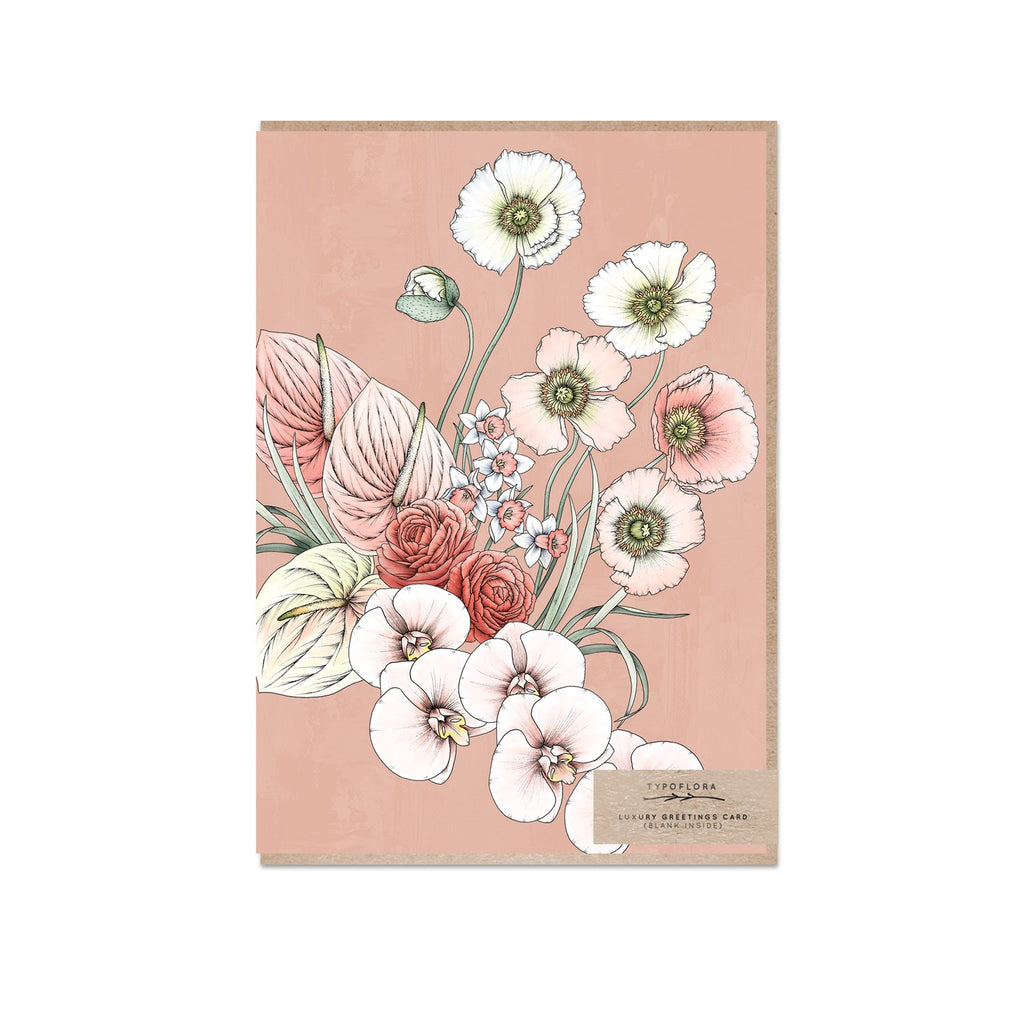 Typoflora Greeting Card - Florist Bouquet in Peach